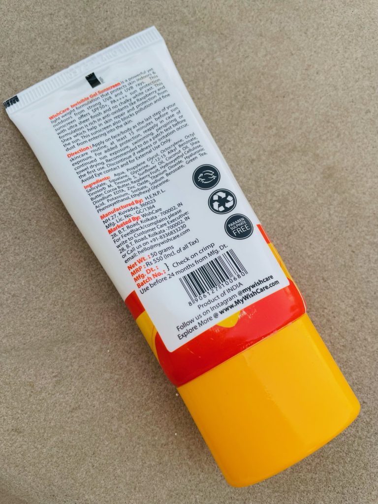 Wishcare Invisible Gel Sunscreen review